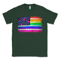 Sports Green american flag and lgbt flag  background Classic Tee - HRA Design Shop