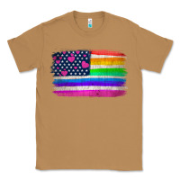 Toasted Coconut american flag and lgbt flag  background Classic Tee - HRA Design Shop