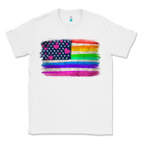 White american flag and lgbt flag  background Classic Tee - HRA Design Shop