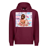 Burgundy positive affirmations girl Premium Hoodie - MaliasSmallBusiness