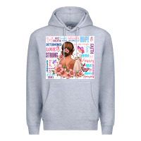 Heather Grey positive affirmations girl Premium Hoodie - MaliasSmallBusiness