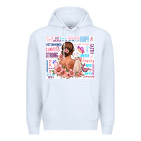 White positive affirmations girl Premium Hoodie - MaliasSmallBusiness