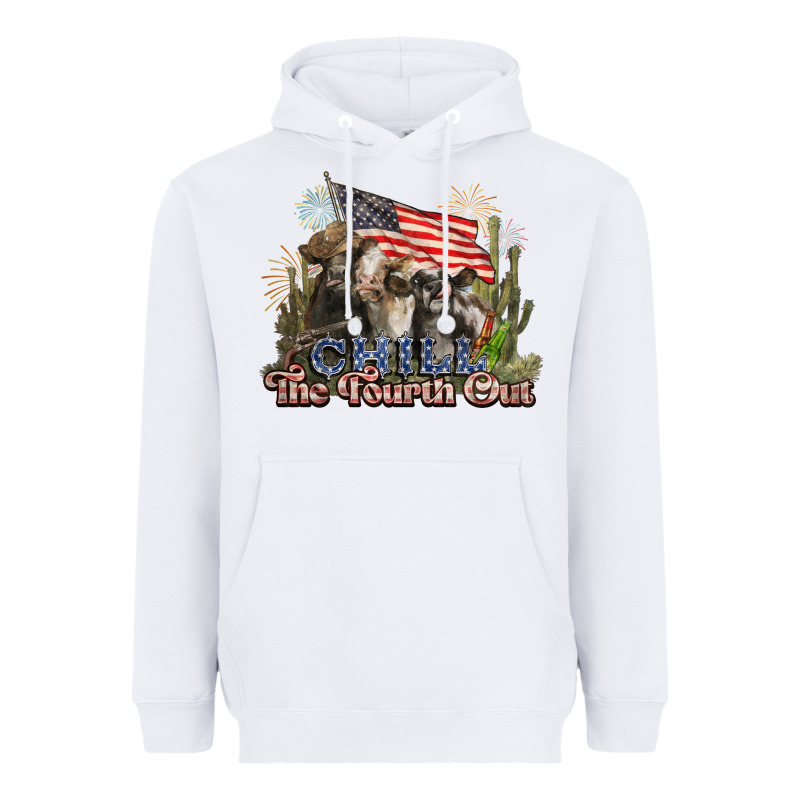 Chill The Fourth Out Cows 4th July America Heavyweight Hoodie by NancyCooperArtShop | Teevron