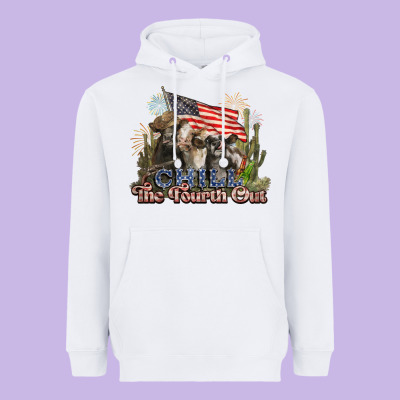 Chill The Fourth Out Cows 4th July America Heavyweight Hoodie Designed By Nancycooperartshop