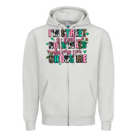 Dove Grey floral i am street so look both ways before you cr Zipper Hoodie - AdoDesignShop