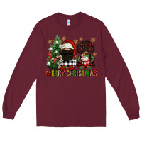 Burgundy merry christmas buffalo afro gnomies Long Sleeve Tee - FaDigitalArtStudio