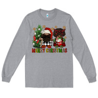 Heather Grey merry christmas buffalo afro gnomies Long Sleeve Tee - FaDigitalArtStudio
