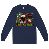 Navy merry christmas buffalo afro gnomies Long Sleeve Tee - FaDigitalArtStudio