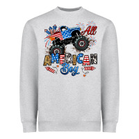 Heather Grey fourth of july monster truck all american boy Heavyweight Sweatshirt - RanaPortraitStore