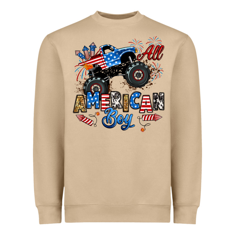 Fourth Of July Monster Truck All American Boy Heavyweight Sweatshirt by RanaPortraitStore | Teevron