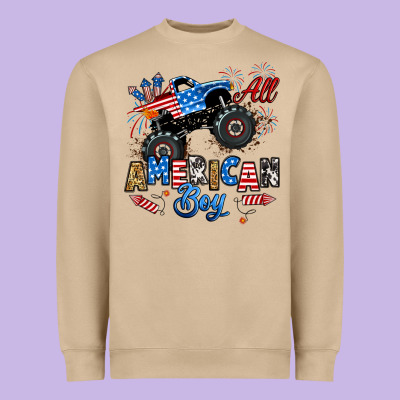Heavyweight Sweatshirt fourth of july monster truck all american boy