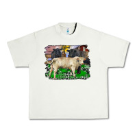 Pistachio charolais bull black angus cattle and bull with barnyard and cowhide Urban Heavy Tee - RanaPortraitStore