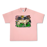 Salmon charolais bull black angus cattle and bull with barnyard and cowhide Urban Heavy Tee - RanaPortraitStore