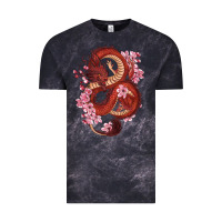 Cloud Black red dragon and sakura cherry blossoms Vintage Tee - RanaPortraitStore