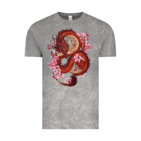 Cloud Rock red dragon and sakura cherry blossoms Vintage Tee - RanaPortraitStore