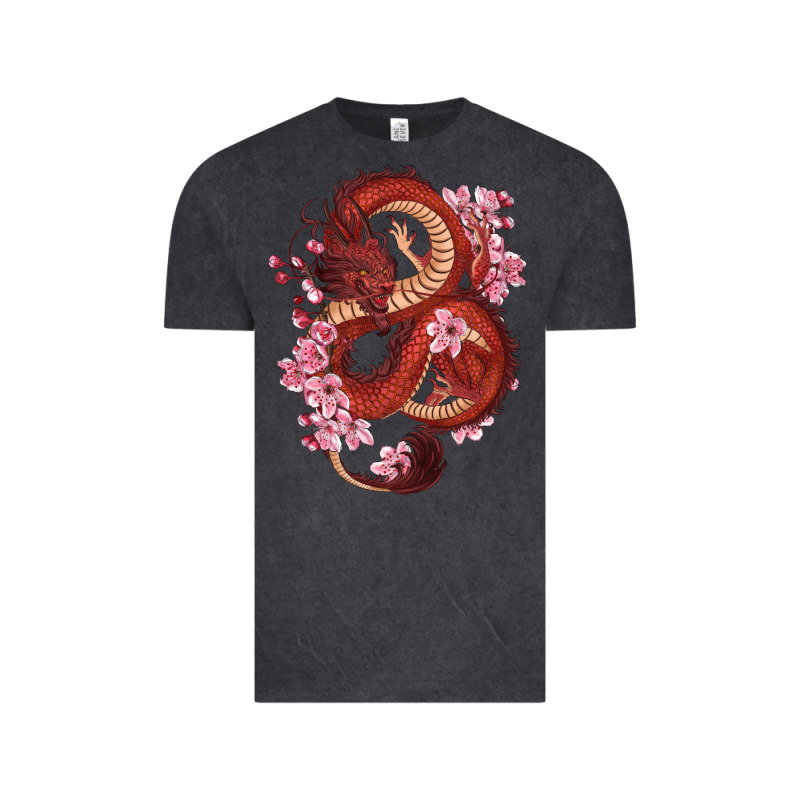 Red Dragon And Sakura Cherry Blossoms Vintage Tee by RanaPortraitStore | Teevron