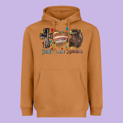 Faith Love Freedom Usa Heavyweight Hoodie Designed By Nancycooperartshop