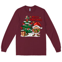 Burgundy merry christmas gnomes Long Sleeve Tee - FaDigitalArtStudio