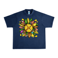 Navy lemon sunflower Urban Heavy Tee - texasbilliewilder