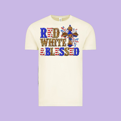Vintage Tee red white and blessed