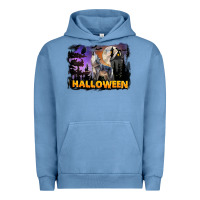 Pigment Pebble Blue Halloween Wolf Urban Hoodie - LillyAllenDesigns