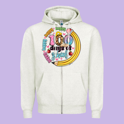 Happy 100 Days Of School Zipper Hoodie Designed By Artiststas