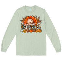 Matcha Thanksgiving Turkey Pumpkin Blessed Long Sleeve Tee - CowhideDigitalArt