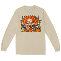 Mushroom Thanksgiving Turkey Pumpkin Blessed Long Sleeve Tee - CowhideDigitalArt