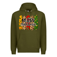 Army Green merry christmas brushstrokes Premium Hoodie - MaliasSmallBusiness
