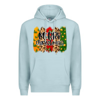Blue Mist merry christmas brushstrokes Premium Hoodie - MaliasSmallBusiness