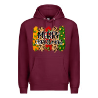 Burgundy merry christmas brushstrokes Premium Hoodie - MaliasSmallBusiness