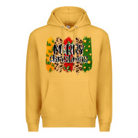 Mustard merry christmas brushstrokes Premium Hoodie - MaliasSmallBusiness
