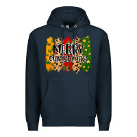 Navy merry christmas brushstrokes Premium Hoodie - MaliasSmallBusiness