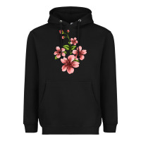 Black pink flowers hibiscus Heavyweight Hoodie - Jasminsmagicworld
