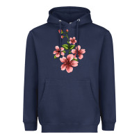 Navy pink flowers hibiscus Heavyweight Hoodie - Jasminsmagicworld
