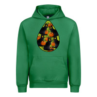Emerald Black Cat Halloween Teardrop Urban Hoodie - LillyAllenDesigns