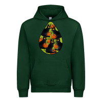 Forest Green Black Cat Halloween Teardrop Urban Hoodie - LillyAllenDesigns