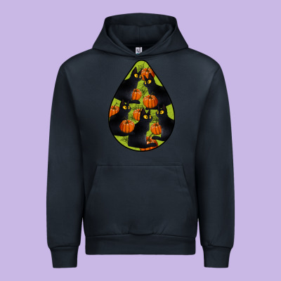 Black Cat Halloween Teardrop Urban Hoodie Designed By Lillyallendesigns