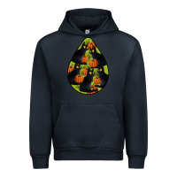 Navy Black Cat Halloween Teardrop Urban Hoodie - LillyAllenDesigns