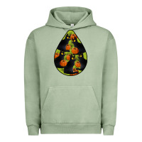 Pigment Oil Green Black Cat Halloween Teardrop Urban Hoodie - LillyAllenDesigns