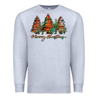 Heather Grey western christmas trees merry christmas Premium Sweatshirt - Jasminsmagicworld
