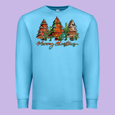 Western Christmas Trees Merry Christmas Premium Sweatshirt Designed By Jasminsmagicworld