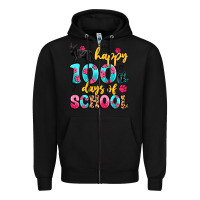Black happy 100th days of school cat Zipper Hoodie - Artiststas