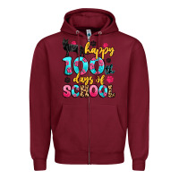 Burgundy happy 100th days of school cat Zipper Hoodie - Artiststas