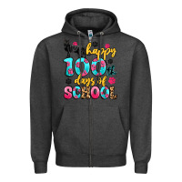 Charcoal Heather happy 100th days of school cat Zipper Hoodie - Artiststas