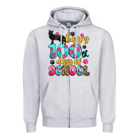Heather Grey happy 100th days of school cat Zipper Hoodie - Artiststas