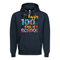 Navy happy 100th days of school cat Zipper Hoodie - Artiststas