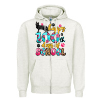 Oatmeal Heather happy 100th days of school cat Zipper Hoodie - Artiststas