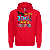 Red happy 100th days of school cat Zipper Hoodie - Artiststas