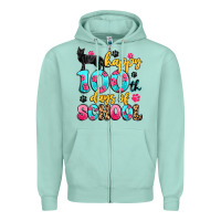 Seafoam happy 100th days of school cat Zipper Hoodie - Artiststas